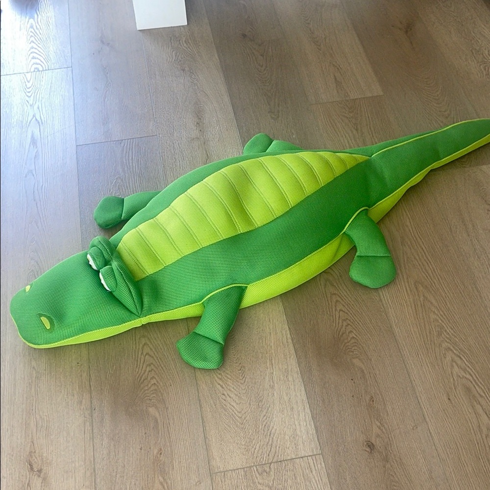 Water Lime Green Alligator Plush with Cartoonish Design